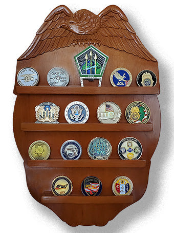 Wall Mounted Mahogany Challenge Coin Display