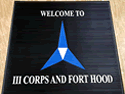Custom Made Super Vinyl Logo Mat US Army III Corps of Fort Hood Texas