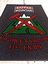 Custom Made ToughTop Logo Mat US Army 41st Engineer Battalion of Fort Drum New York