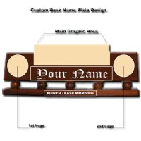 Custom Made Mahogany Wood Logo Desk Name Plate - Customized Design