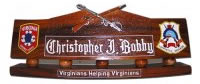 Custom Made Mahogany Wood Logo Desk Name Plate