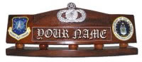 Custom Made Mahogany Wood Logo Desk Name Plate