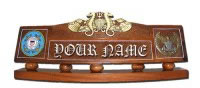 Custom Made Mahogany Wood Logo Desk Name Plate