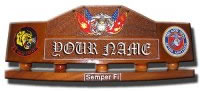 Custom Made Mahogany Wood Logo Desk Name Plate