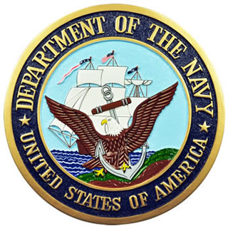 Custom Made Mahogany Wood Logo Plaques - Department of the Navy