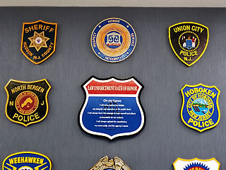 Custom Made Mahogany Wood Logo Plaques - Hudson County NJ Prosecutors Office