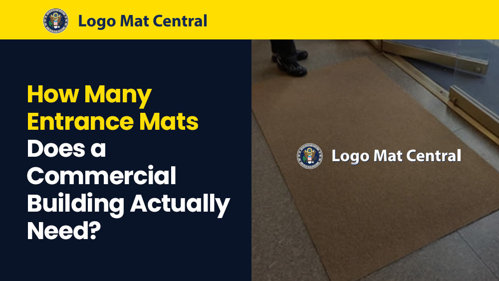 Three-zone commercial entrance mat system showing scraper, wiper, and absorbent mats from exterior to interior