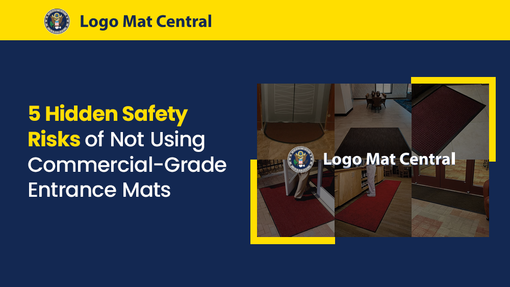 Workplace and storefront entry mats illustrating the hidden dangers of relying on low-quality entrance mats instead of commercial-grade options.