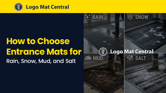 Layered commercial entrance mats for rain, snow, mud, and salt control