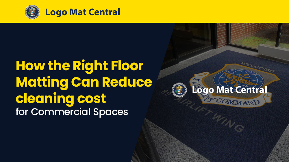 Commercial entrance floor matting system trapping dirt and moisture to reduce cleaning costs and protect interior flooring in business facility