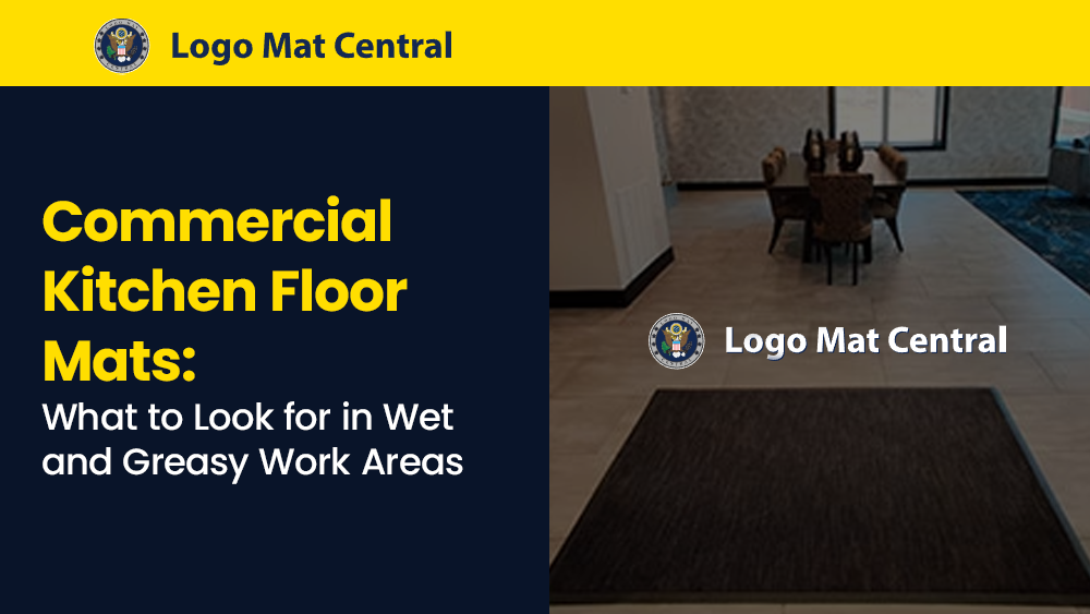 Commercial kitchen floor mats with drainage and anti-fatigue support for wet and greasy work areas